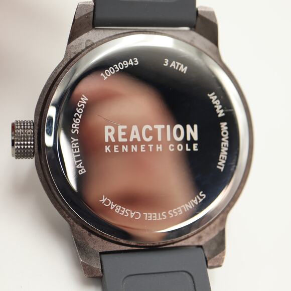 Kenneth Cole Reaction Mens 48mm Watch Gray Black Green Jumbo w New Battery - Picture 13 of 13